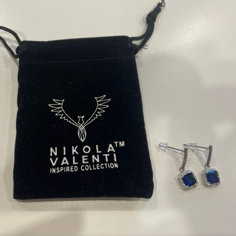 NEW| White Gold Plated Jeweled Drop Earrings